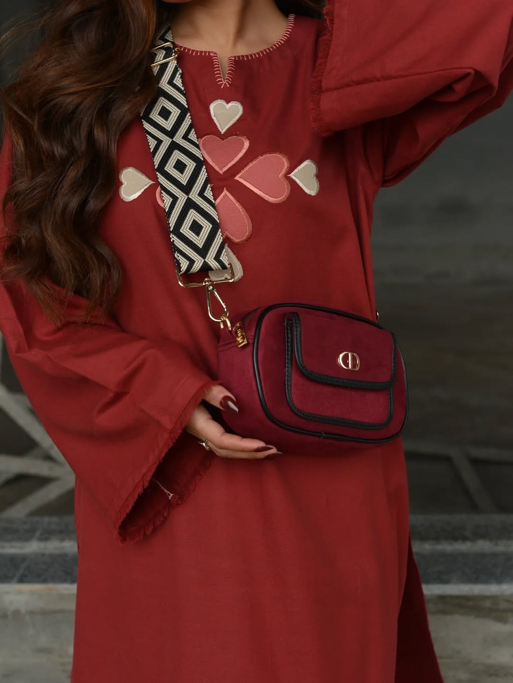 Premium Cotton Kurti Pant Set (Red & Teal Grey)