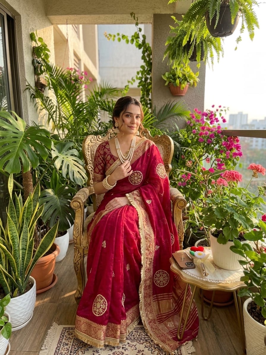 ✨ Fendy Satin Saree – Royal Red Elegance ✨