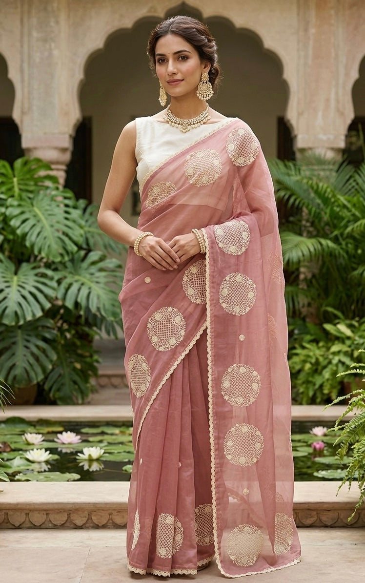 🌸Noor-e-Gulaab Organza Saree 🌸