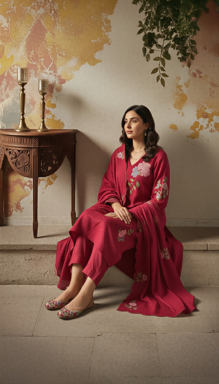 Chanderi Silk Embroidered Suit Set