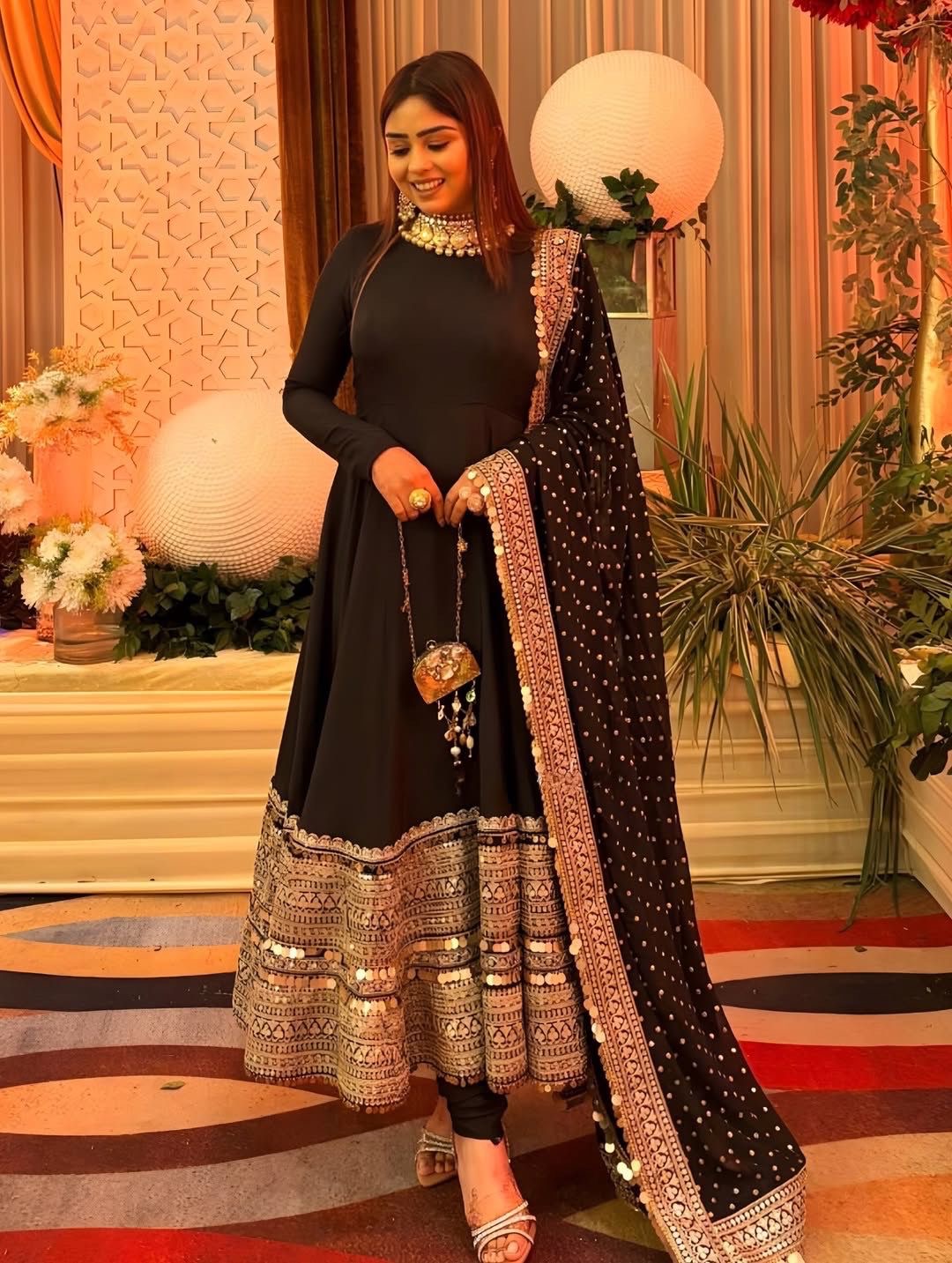 Roman Silk Full Flare Anarkali Suit Set