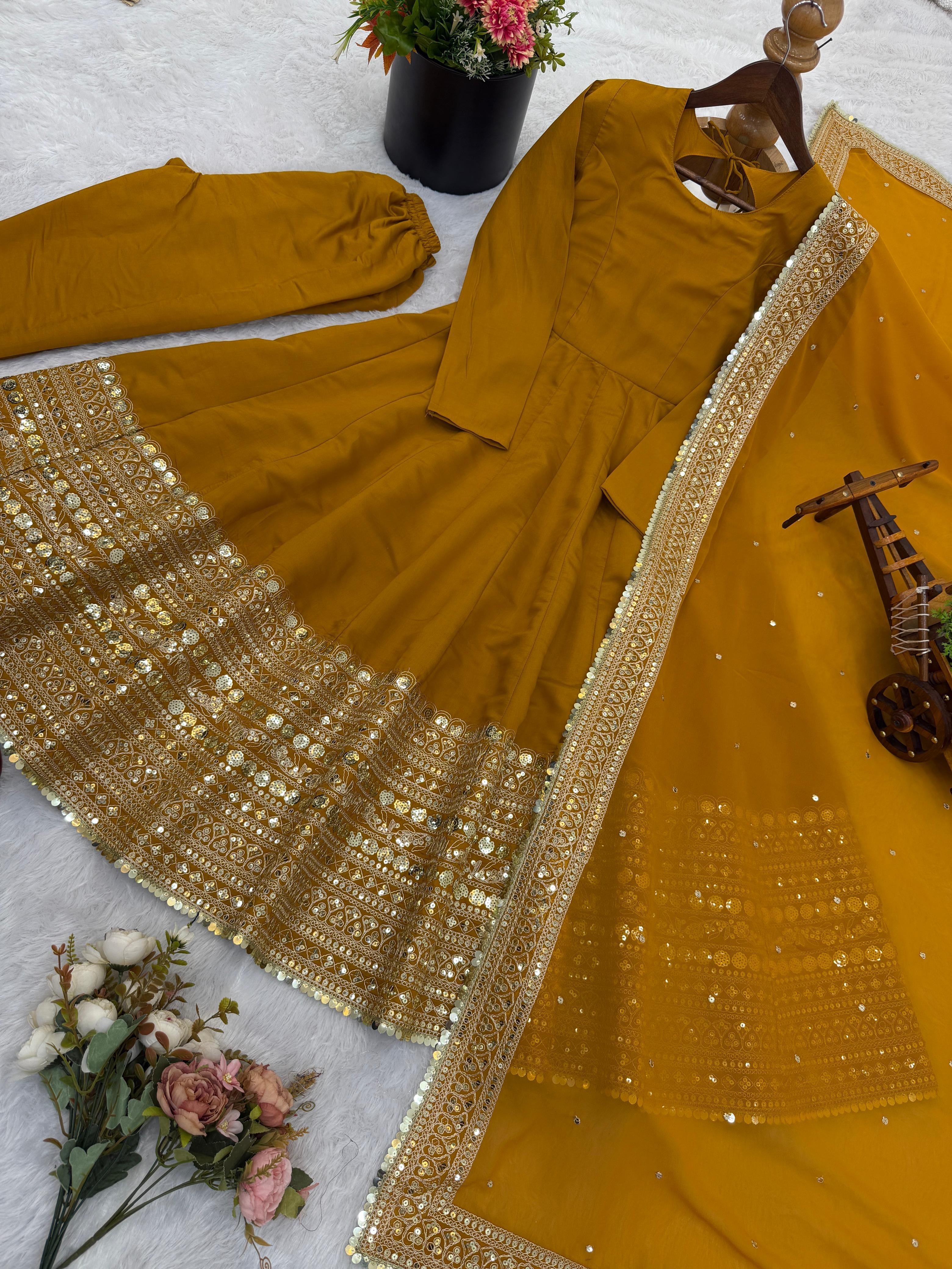 Roman Silk Full Flare Anarkali Suit Set