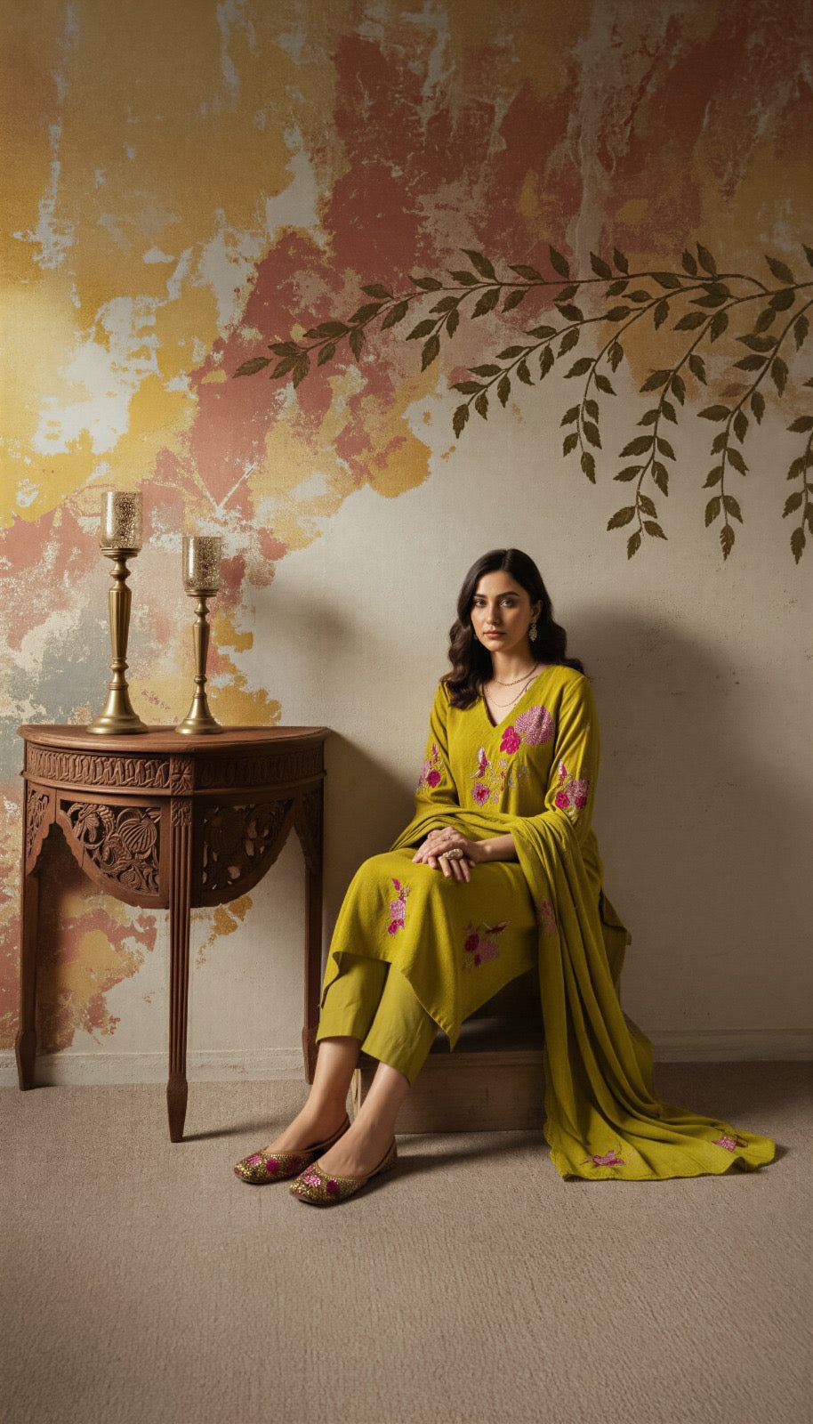 Chanderi Silk Embroidered Suit Set