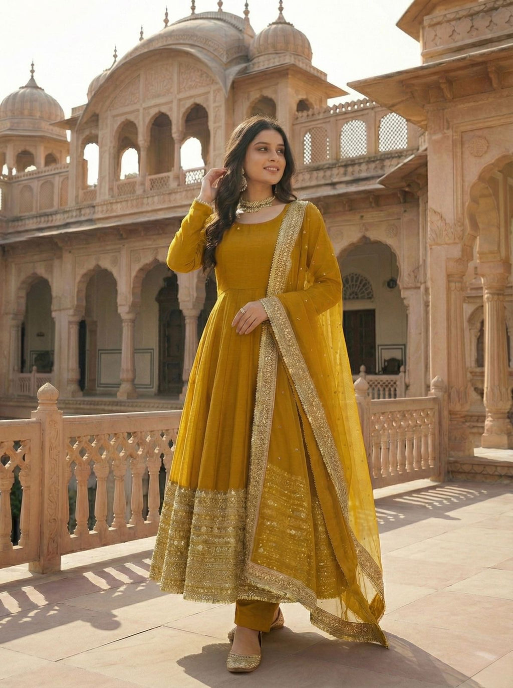 Roman Silk Full Flare Anarkali Suit Set