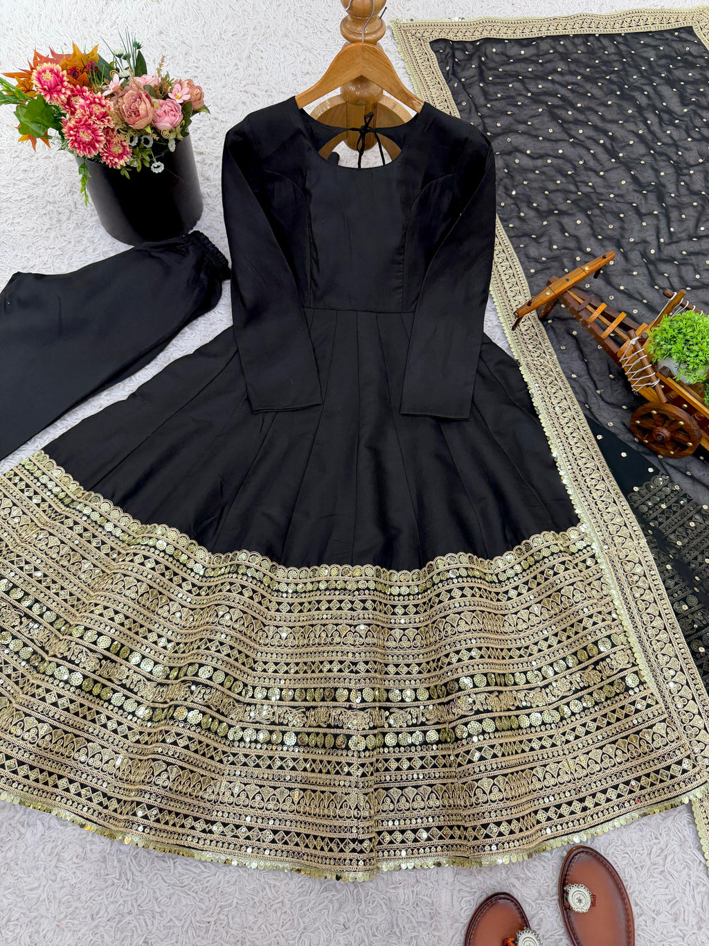 Roman Silk Full Flare Anarkali Suit Set