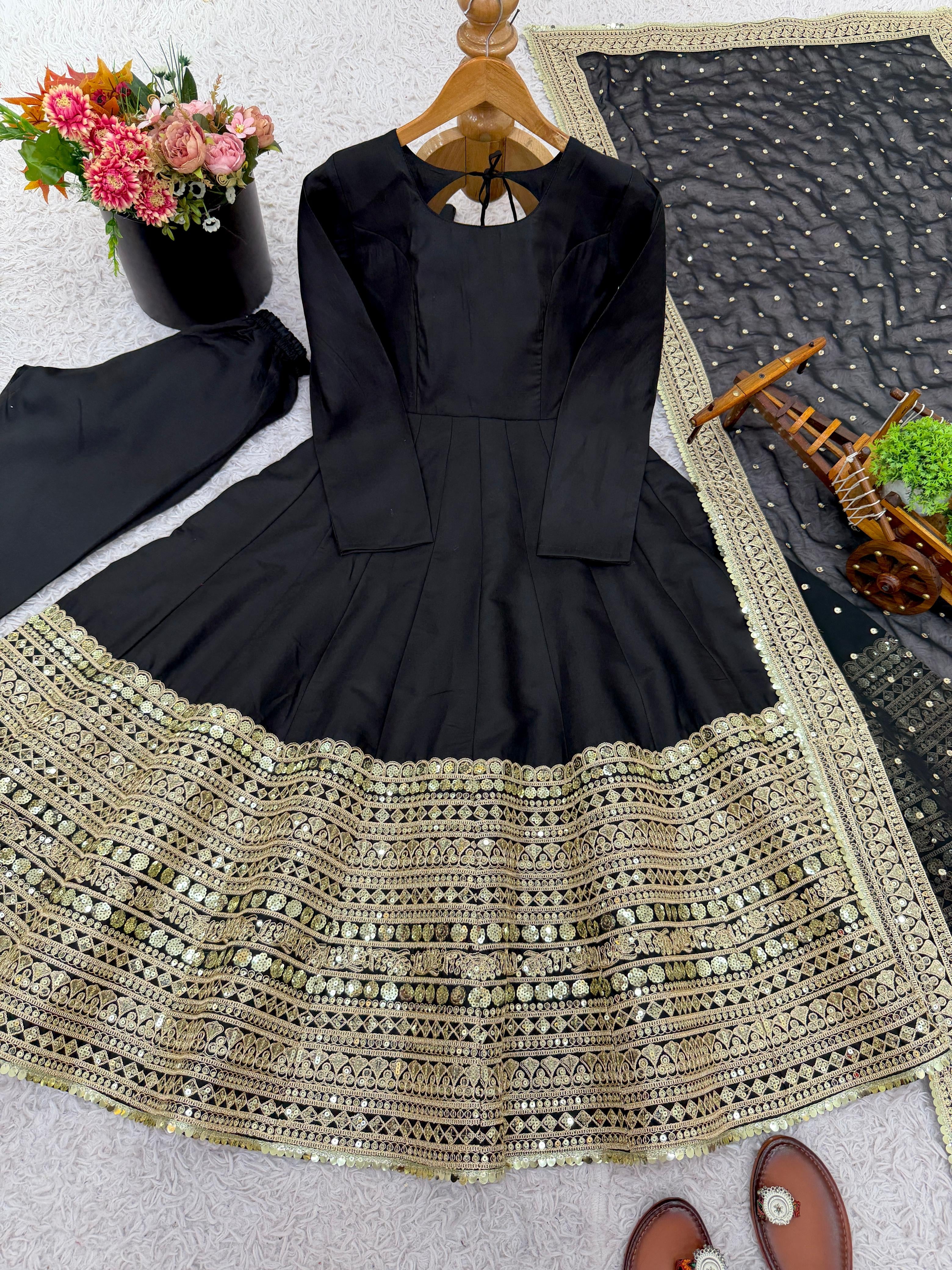 Roman Silk Full Flare Anarkali Suit Set