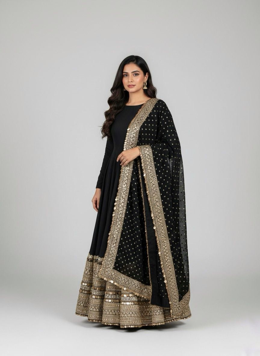Roman Silk Full Flare Anarkali Suit Set