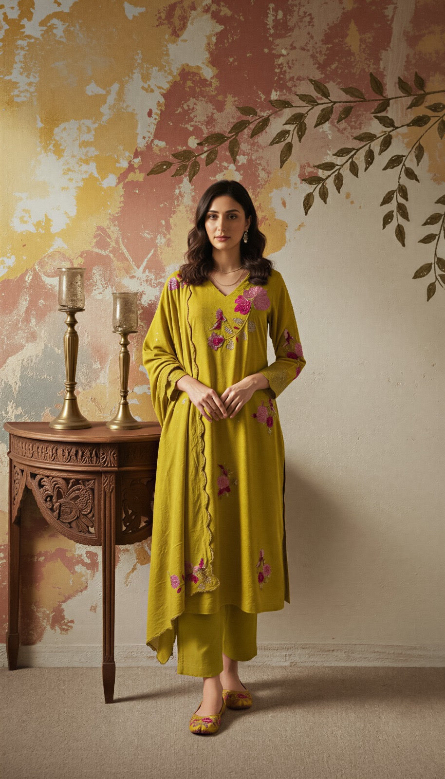 Chanderi Silk Embroidered Suit Set