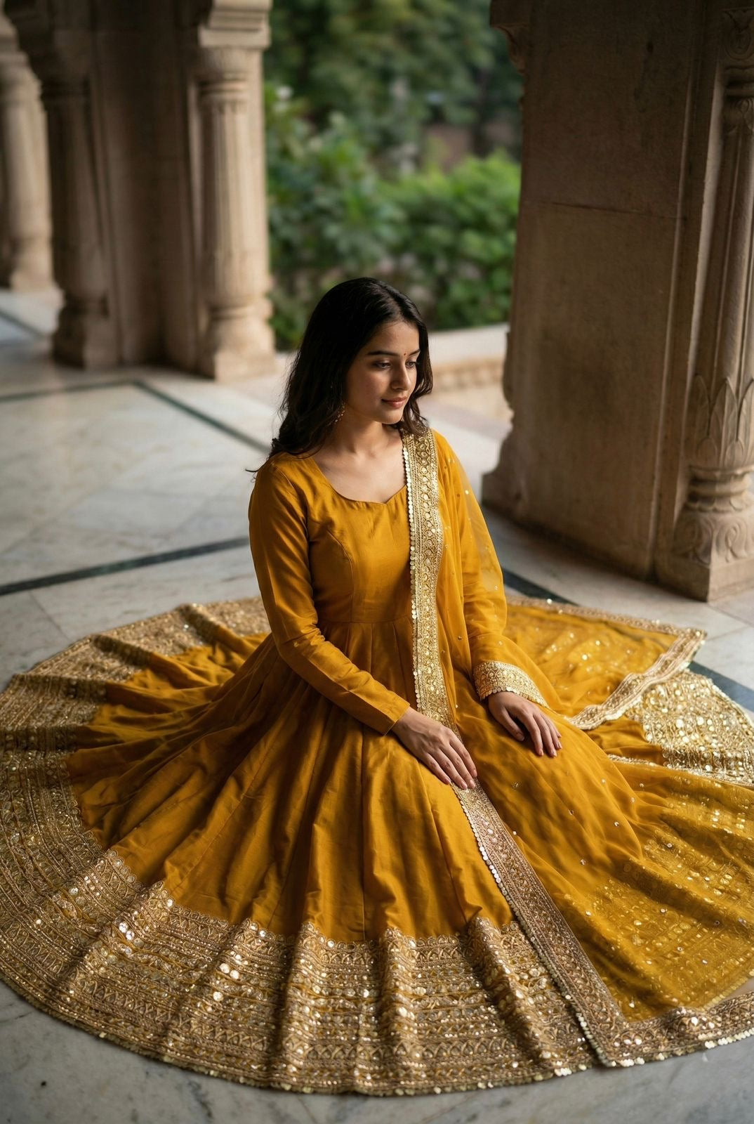 Roman Silk Full Flare Anarkali Suit Set