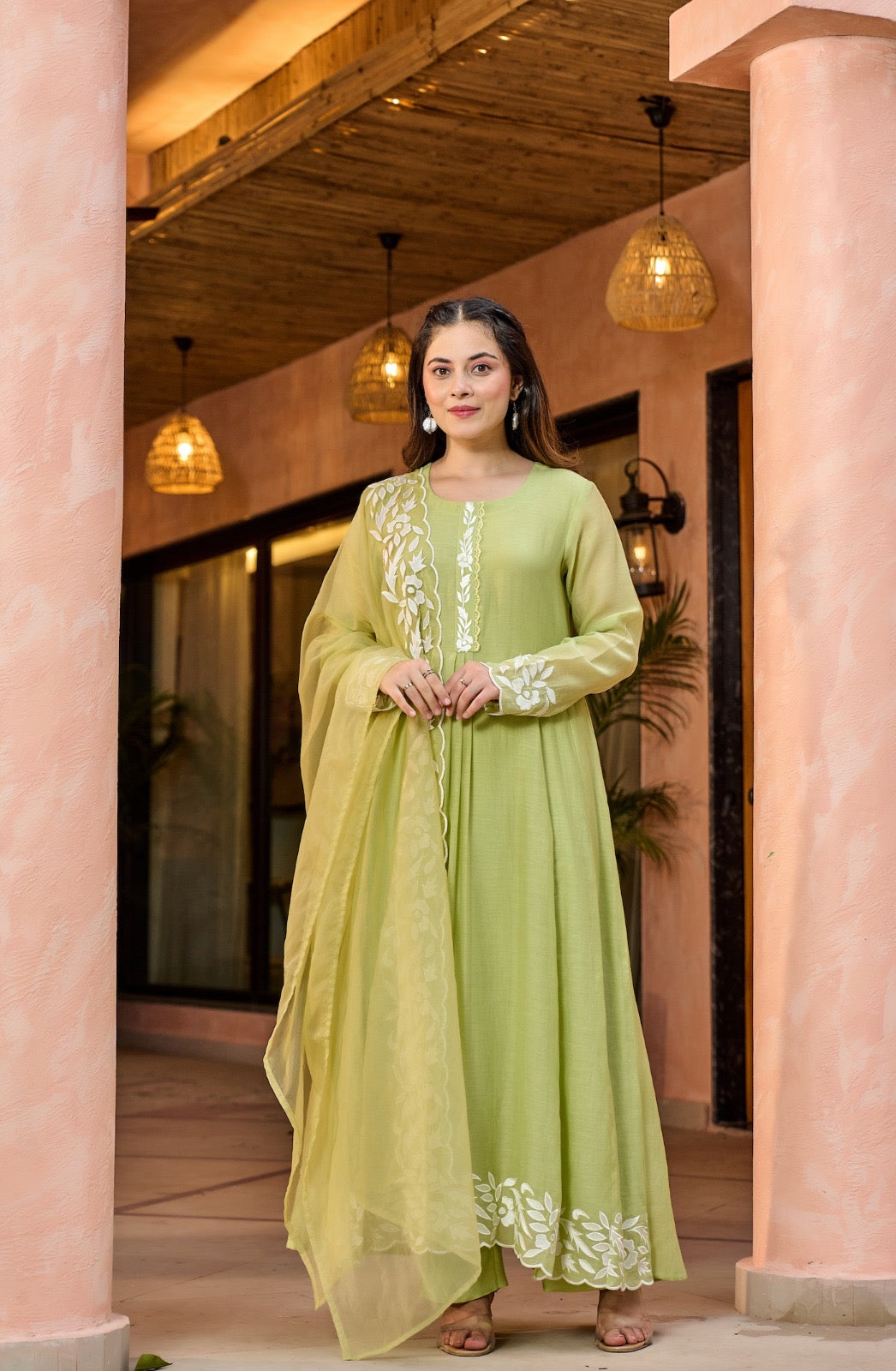 Chanderi Silk Embroidered Suit Set