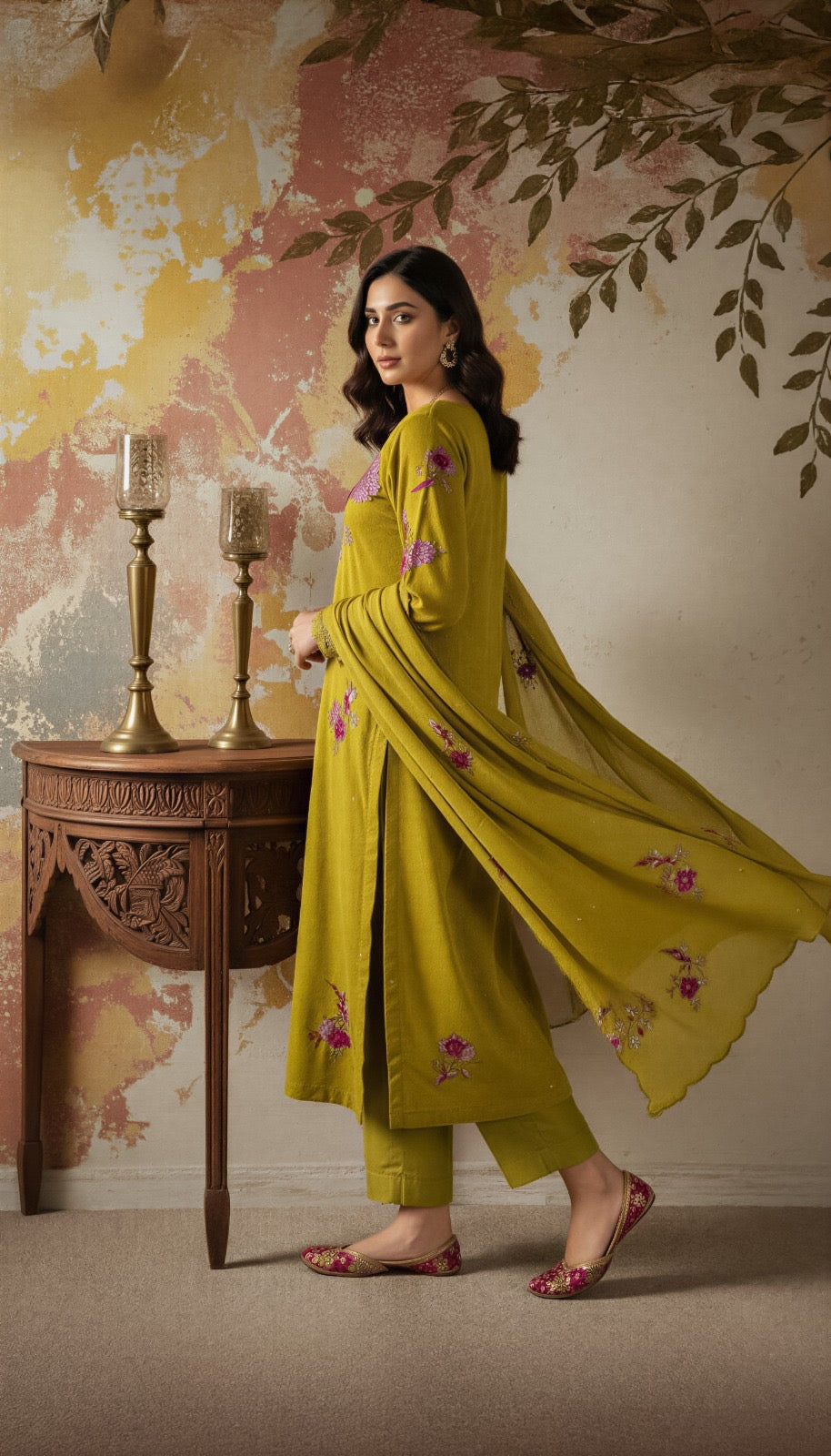 Chanderi Silk Embroidered Suit Set