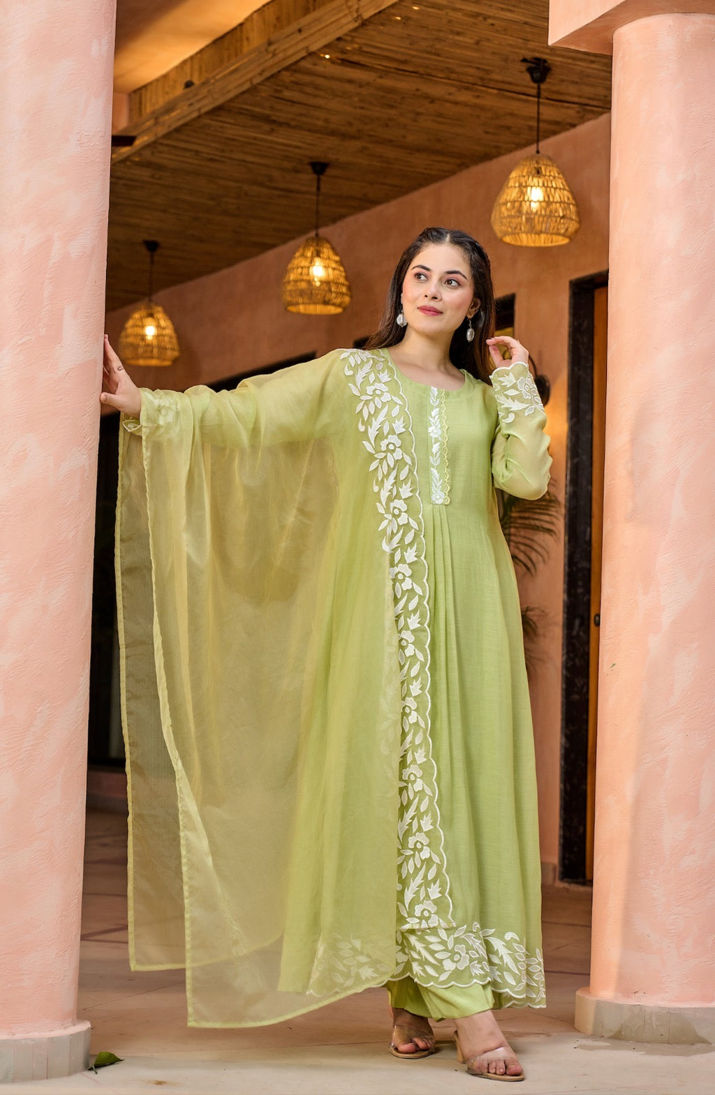 Chanderi Silk Embroidered Suit Set