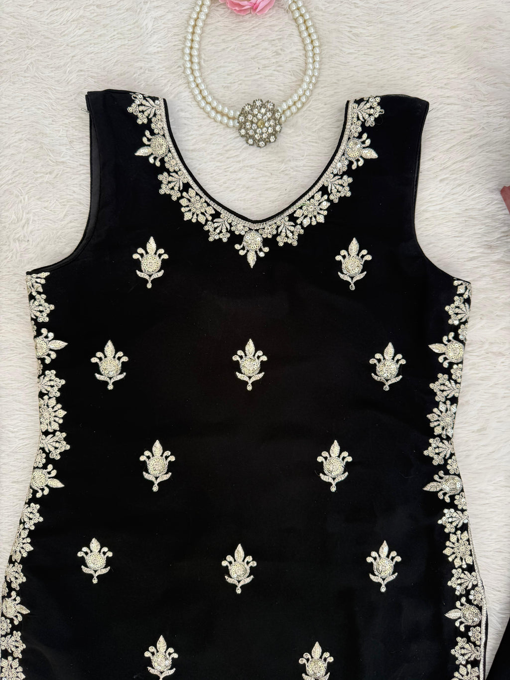 ✨ Designer Black Palazzo Set with Embroidered Dupatta✨