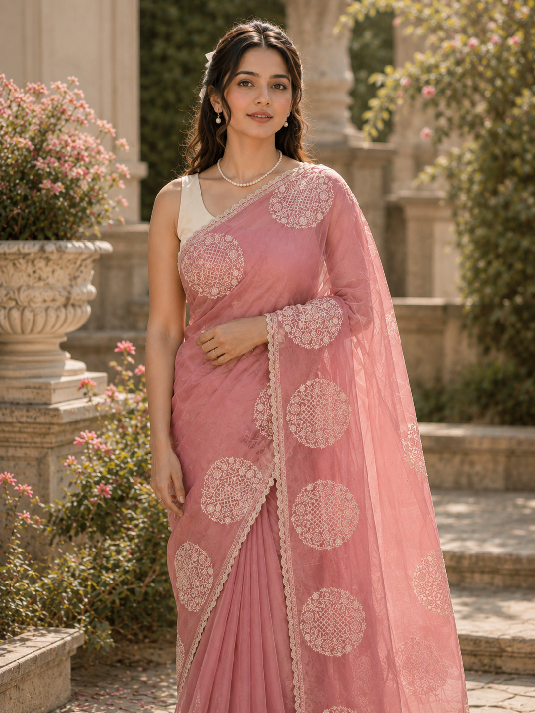 Noor-e-Gulaab Organza Saree