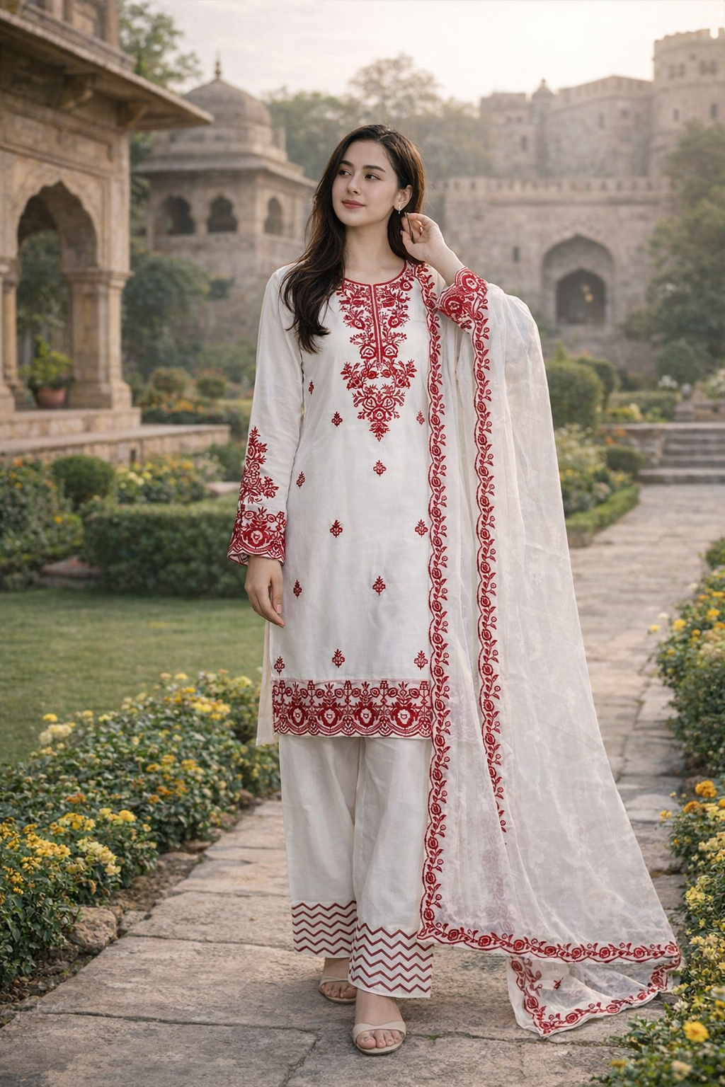 Elegant Rayon Cotton Farshi Suit Set with GMY Silk Embroidered Dupatta