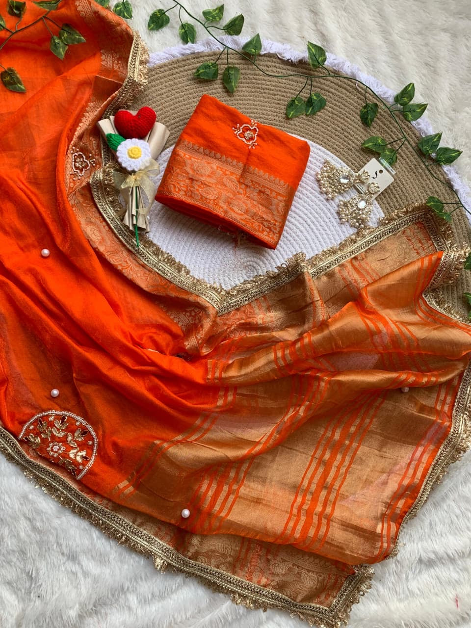 ✨ Fendy Satin Saree – Royal Red Elegance ✨