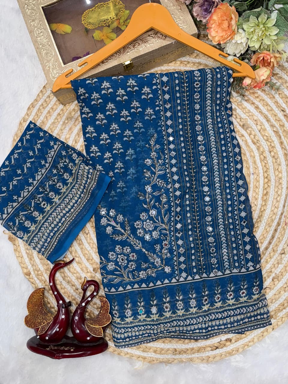 ✨ Noor-e-Mirror Fox Georgette Saree💙