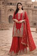 Chinon Silk Sequins Embroidered Kurta & Sharara Palazzo Set