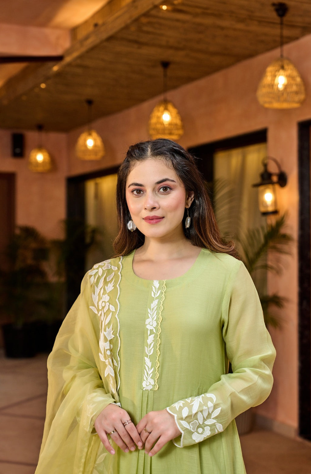 Chanderi Silk Embroidered Suit Set
