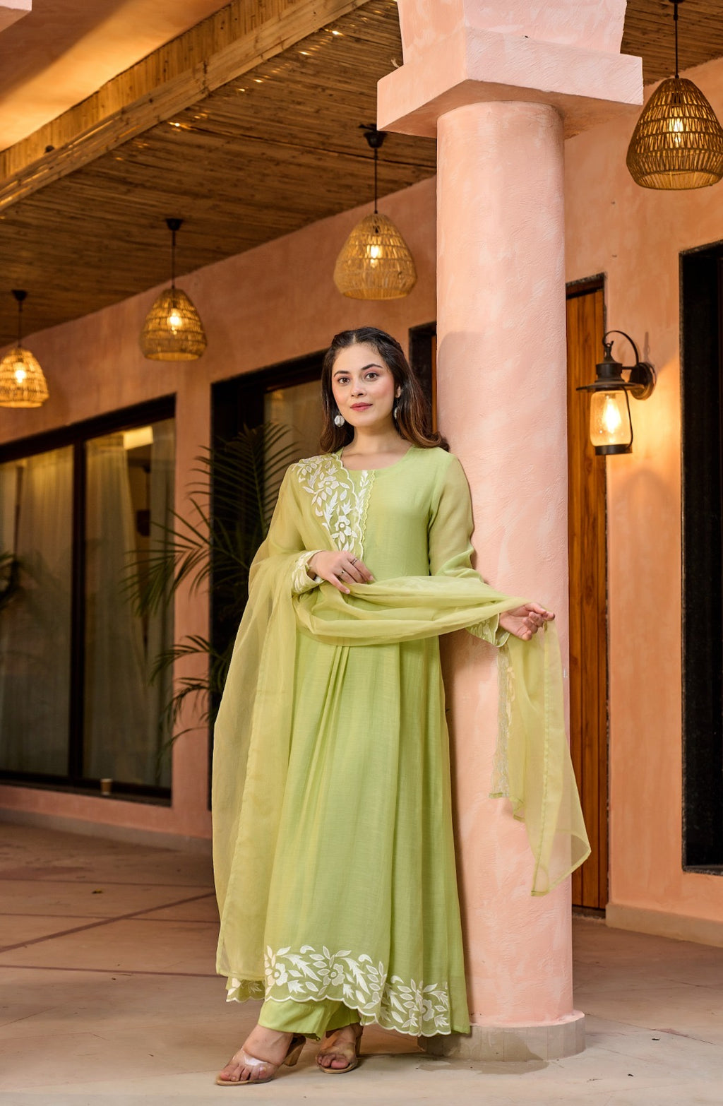 Chanderi Silk Embroidered Suit Set