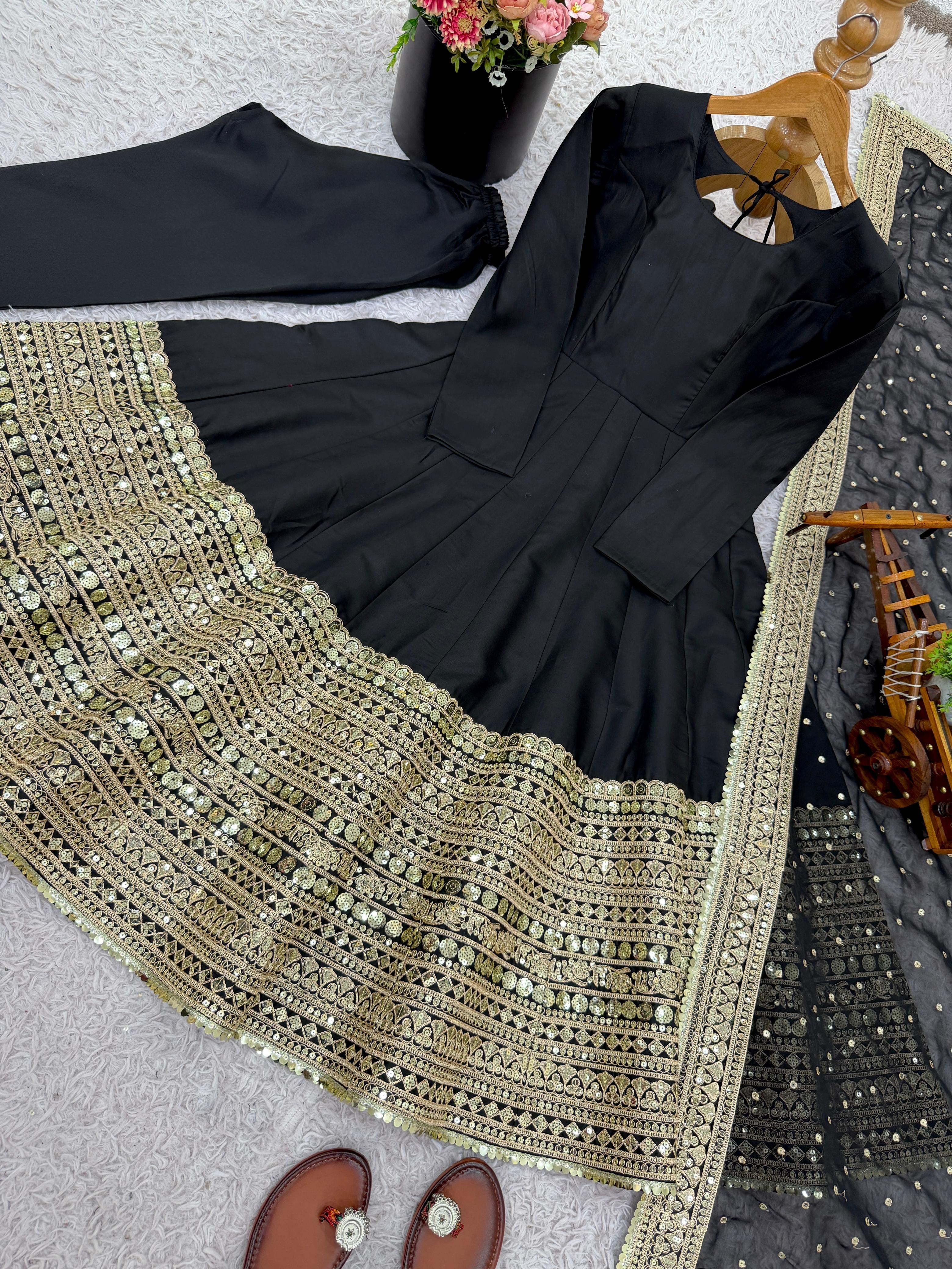 Roman Silk Full Flare Anarkali Suit Set